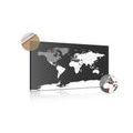 DECORATIVE PINBOARD MODERN MAP WITH A BLACK AND WHITE TOUCH - PICTURES ON CORK - PICTURES