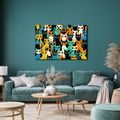 WANDBILD BUNTE KATZEN IN REIHE - BILDER VON KATZEN - BILDER