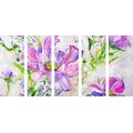 5-PIECE CANVAS PRINT MODERN PAINTED SUMMER FLOWERS - PICTURES FLOWERS{% if product.category.pathNames[0] != product.category.name %} - PICTURES{% endif %}
