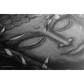 CANVAS PRINT SMILING BUDDHA IN BLACK AND WHITE - BLACK AND WHITE PICTURES - PICTURES