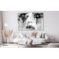 CANVAS PRINT FASHIONABLE WOMAN IN BLACK AND WHITE - BLACK AND WHITE PICTURES - PICTURES