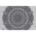 WALLPAPER FLORAL MANDALA IN BLACK AND WHITE - BLACK AND WHITE WALLPAPERS - WALLPAPERS