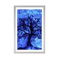 POSTER MIT PASSEPARTOUT BAUM DES LEBENS AUF BLAUEM HINTERGRUND - FENG SHUI - POSTER