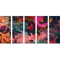 5-PIECE CANVAS PRINT FLOWERS IN AN ABSTRACT SENSE - ABSTRACT PICTURES{% if product.category.pathNames[0] != product.category.name %} - PICTURES{% endif %}