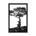 POSTER BAUM-SILHOUETTE - SCHWARZ-WEISS - POSTER