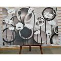 CANVAS PRINT POPPIES ON AN ABSTRACT BACKGROUND IN BLACK AND WHITE - BLACK AND WHITE PICTURES - PICTURES