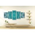 5-PIECE CANVAS PRINT BLUE AND WHITE ROSETTE - PICTURES FENG SHUI - PICTURES