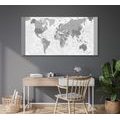 DECORATIVE PINBOARD DETAILED MAP OF THE WORLD IN BLACK AND WHITE - PICTURES ON CORK - PICTURES