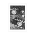 POSTER WITH MOUNT TWO RETRO CAMERAS IN BLACK AND WHITE - BLACK AND WHITE - POSTERS