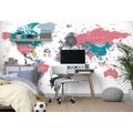 SELF ADHESIVE WALLPAPER WORLD MAP WITH A PASTEL TOUCH - SELF-ADHESIVE WALLPAPERS - WALLPAPERS