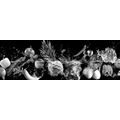 CANVAS PRINT ORGANIC FRUITS AND VEGETABLES IN BLACK AND WHITE - BLACK AND WHITE PICTURES - PICTURES