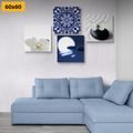 CANVAS PRINT SET FENG SHUI IN WHITE-BLUE DESIGN - SET OF PICTURES - PICTURES