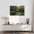 TABLEAU SUR TOILE – JARDIN JAPONAIS AVEC ALLÉE DE PIERRE - TABLEAUX ARBRES ET FEUILLES - TABLEAUX