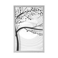 POSTER MODERN BLACK AND WHITE TREE ON AN ABSTRACT BACKGROUND - BLACK AND WHITE - POSTERS