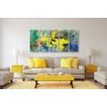 5-PIECE CANVAS PRINT YELLOW FLOWER WITH A VINTAGE TOUCH - VINTAGE AND RETRO PICTURES - PICTURES