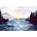 CANVAS PRINT SKETCHED LANDSCAPE - PICTURES OF NATURE AND LANDSCAPE - PICTURES