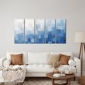 TABLEAU EN 5 PARTIES – ABSTRACTION BLEUE EN APLATS - IMAGES FORMES ABSTRAITES - TABLEAUX