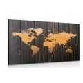 CANVAS PRINT ORANGE MAP ON WOOD - PICTURES OF MAPS - PICTURES