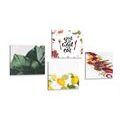 CANVAS PRINT SET FOR THE KITCHEN IN AN INTERESTING STYLE - SET OF PICTURES - PICTURES