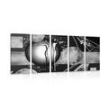 5-PIECE CANVAS PRINT ETHNO COUPLE IN LOVE IN BLACK AND WHITE - BLACK AND WHITE PICTURES - PICTURES