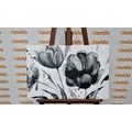 CANVAS PRINT BEAUTIFUL TULIPS IN AN INTERESTING DESIGN IN BLACK AND WHITE - BLACK AND WHITE PICTURES - PICTURES