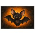 QUADRO SU TELA – PIPISTRELLO ADORABILE NEL BAGLIORE ARANCIONE - QUADRI HALLOWEEN E HORROR - STAMPE E QUADRI