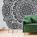 WALLPAPER FLORAL MANDALA IN BLACK AND WHITE - BLACK AND WHITE WALLPAPERS - WALLPAPERS