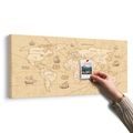 DECORATIVE PINBOARD WORLD MAP WITH BOATS - PICTURES ON CORK - PICTURES