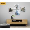 CANVAS PRINT SET ANIMALS IN AN INTERESTING WATERCOLOR DESIGN - SET OF PICTURES - PICTURES