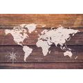DECORATIVE PINBOARD DECENT MAP WITH A WOODEN BACKGROUND - PICTURES ON CORK - PICTURES