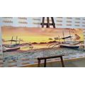 CANVAS PRINT OF BOATS AT SUNSET - PICTURES OF NATURE AND LANDSCAPE - PICTURES