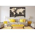 CANVAS PRINT MAP ON A WOODEN BACKGROUND - PICTURES OF MAPS - PICTURES