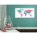 DECORATIVE PINBOARD WORLD MAP WITH A PASTEL TOUCH - PICTURES ON CORK - PICTURES