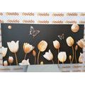 CANVAS PRINT OF TULIPS WITH A GOLD THEME - PICTURES FLOWERS - PICTURES