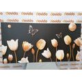 WANDBILD TULPEN MIT GOLDENEM MOTIV - BILDER BLUMEN - BILDER