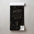 SELBSTKLEBENDE TAPETE MUSIKINSTRUMENTE UND ZITATE AUF SCHWARZ - MUSIK FOTOTAPETEN - TAPETEN