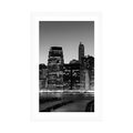 POSTER WITH MOUNT NIGHT NEW YORK IN BLACK AND WHITE - BLACK AND WHITE - POSTERS