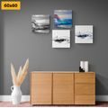 CANVAS PRINT SET IMITATION OF A PAINTED SEA - SET OF PICTURES - PICTURES