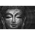 CANVAS PRINT BUDDHA FACE IN BLACK AND WHITE - BLACK AND WHITE PICTURES - PICTURES