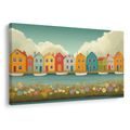WANDBILD BUNTE HÄUSERREIHE AM FLUSS - BUNTE HÄUSER - BILDER