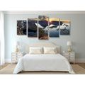 5-PIECE CANVAS PRINT CHARMING MOUNTAIN PANORAMA WITH SUNSET - PICTURES OF NATURE AND LANDSCAPE - PICTURES