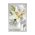 POSTER WHITE LILY ON AN INTERESTING BACKGROUND - FLOWERS - POSTERS