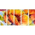 IMPRESSION SUR TOILE EN 5 PARTIES BOUQUET DE FLEURS DE PAVOT - IMPRESSIONS SUR TOILE FLEURS - IMPRESSION SUR TOILE