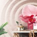 CARTA DA PARATI SABBIA MARINA E UN'ORCHIDEA ROSA - CARTA DA PARATI FENG SHUI - CARTA DA PARATI