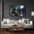QUADRO SU TELA – RAGAZZA GOTICA CON GATTO NERO - QUADRI HALLOWEEN E HORROR - STAMPE E QUADRI