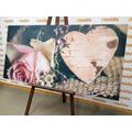 CANVAS PRINT ROSE AND A HEART IN VINTAGE DESIGN - VINTAGE AND RETRO PICTURES - PICTURES