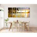 5-PIECE CANVAS PRINT SUNSET OVER THE LAKE - PICTURES OF NATURE AND LANDSCAPE - PICTURES