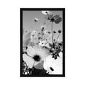 AFFICHE PRAIRIE DE FLEURS PRINTANIÈRES EN NOIR ET BLANC - NOIR ET BLANC - AFFICHES