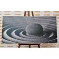 CANVAS PRINT MEDITATING STONE IN BLACK AND WHITE - BLACK AND WHITE PICTURES - PICTURES