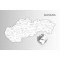 DECORATIVE PINBOARD BLACK AND WHITE MAP OF THE SLOVAK REPUBLIC - PICTURES ON CORK - PICTURES